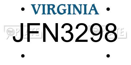 JFN3298 Virginia License Plate