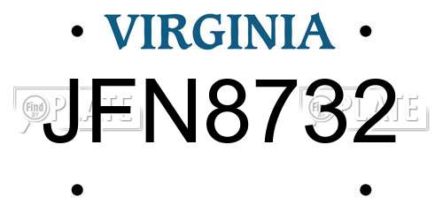 JFN8732 Virginia License Plate