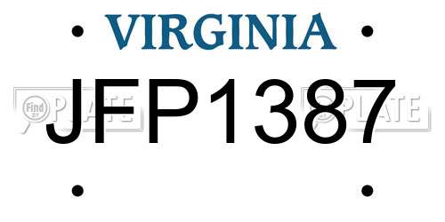 JFP1387 Virginia License Plate