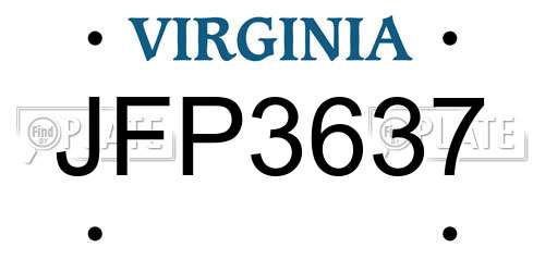 JFP3637 Virginia License Plate