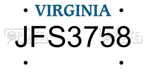 JFS3758 Virginia License Plate
