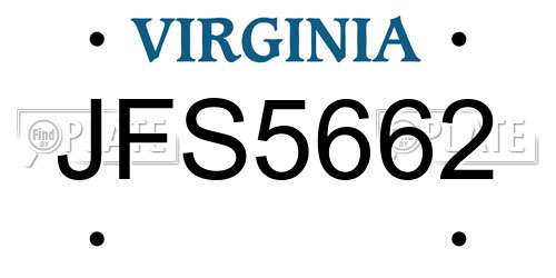 JFS5662 Virginia License Plate