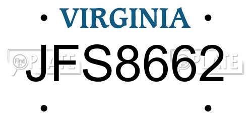 JFS8662 Virginia License Plate