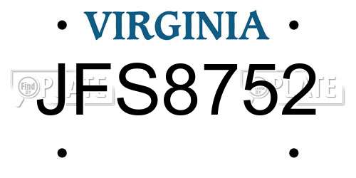 JFS8752 Virginia License Plate