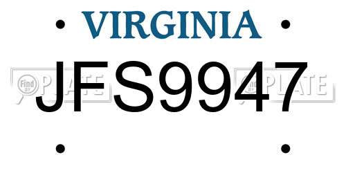 JFS9947 Virginia License Plate