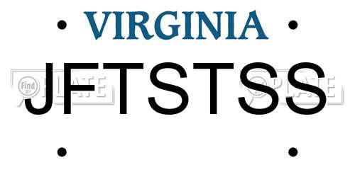 JFTSTSS Virginia License Plate