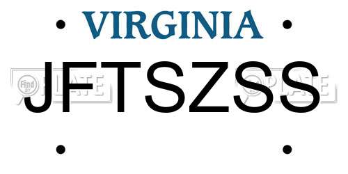 JFTSZSS Virginia License Plate