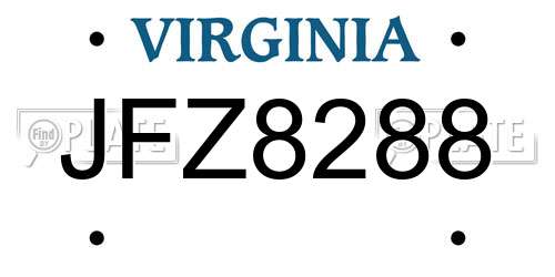 JFZ8288 Virginia License Plate