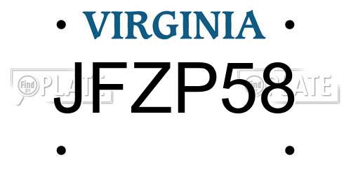 JFZP58 Virginia License Plate