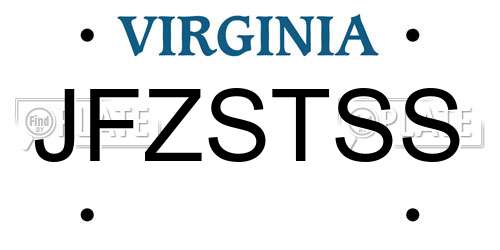 JFZSTSS Virginia License Plate