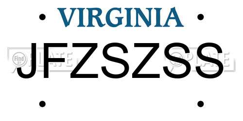 JFZSZSS Virginia License Plate