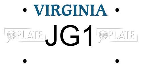 JG1 Virginia License Plate