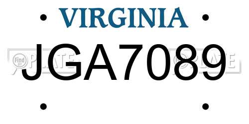 JGA7089 Virginia License Plate