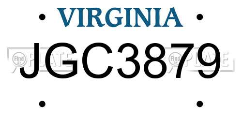 JGC3879 Virginia License Plate
