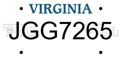 JGG7265 Virginia License Plate