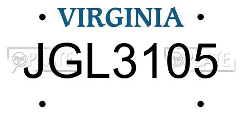 JGL3105 Virginia License Plate