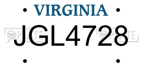JGL4728 Virginia License Plate