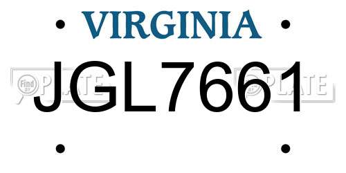 JGL7661 Virginia License Plate