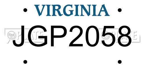 JGP2058 Virginia License Plate