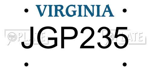 JGP235 Virginia License Plate