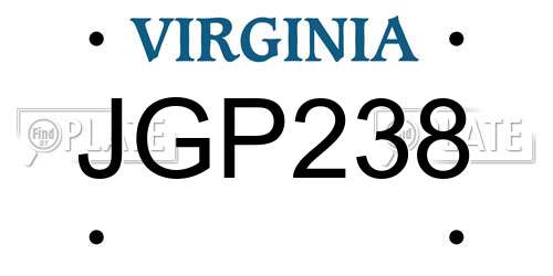 JGP238 Virginia License Plate