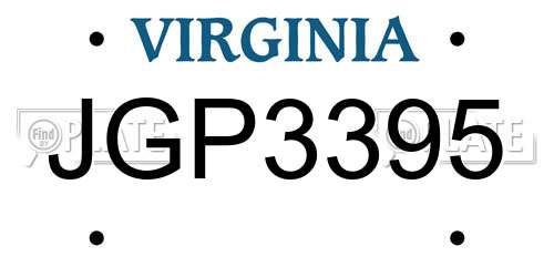 JGP3395 Virginia License Plate