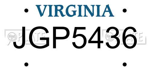 JGP5436 Virginia License Plate