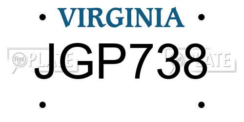 JGP738 Virginia License Plate