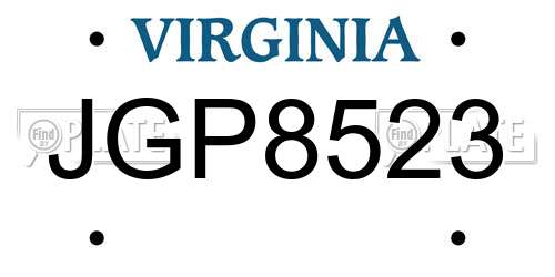JGP8523 Virginia License Plate