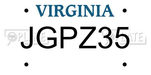 JGPZ35 Virginia License Plate