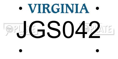 JGS042 Virginia License Plate