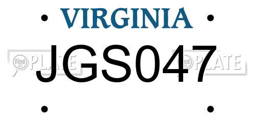 JGS047 Virginia License Plate