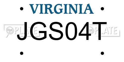 JGS04T Virginia License Plate