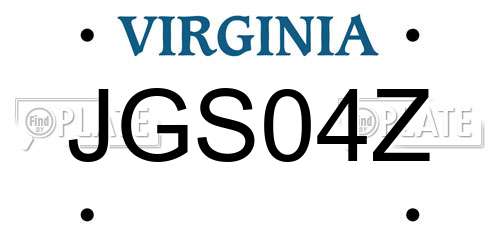 JGS04Z Virginia License Plate