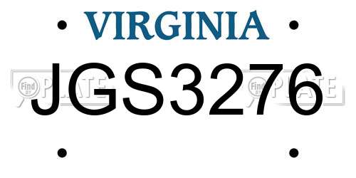 JGS3276 Virginia License Plate