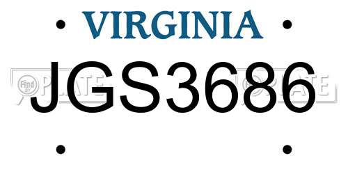 JGS3686 Virginia License Plate