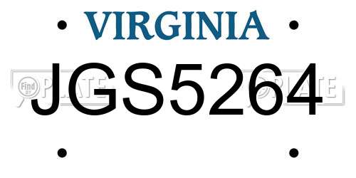 JGS5264 Virginia License Plate