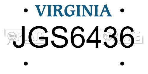 JGS6436 Virginia License Plate
