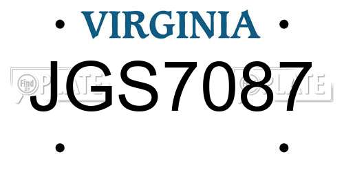 JGS7087 Virginia License Plate