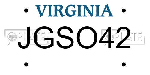 JGSO42 Virginia License Plate
