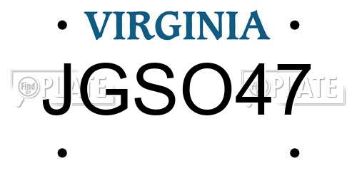 JGSO47 Virginia License Plate