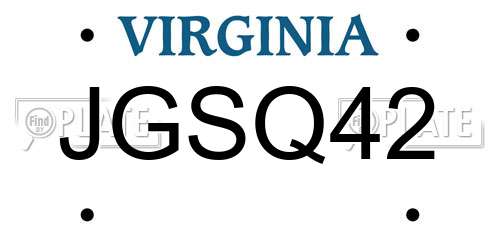 JGSQ42 Virginia License Plate