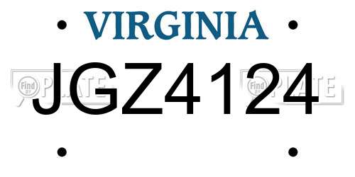 JGZ4124 Virginia License Plate