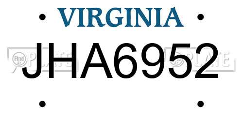JHA6952 Virginia License Plate