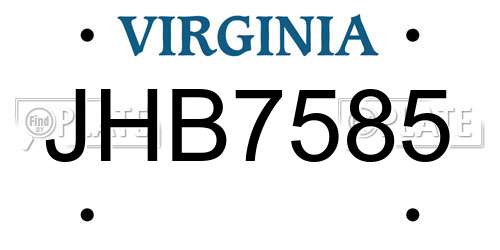 JHB7585 Virginia License Plate