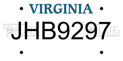 JHB9297 Virginia License Plate