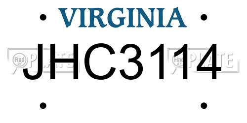JHC3114 Virginia License Plate