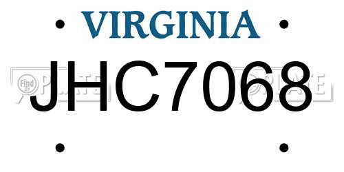 JHC7068 Virginia License Plate