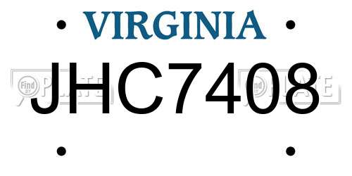 JHC7408 Virginia License Plate