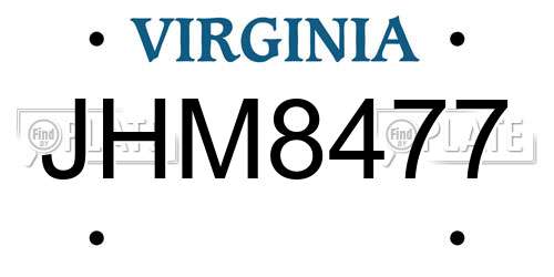 JHM8477 Virginia License Plate